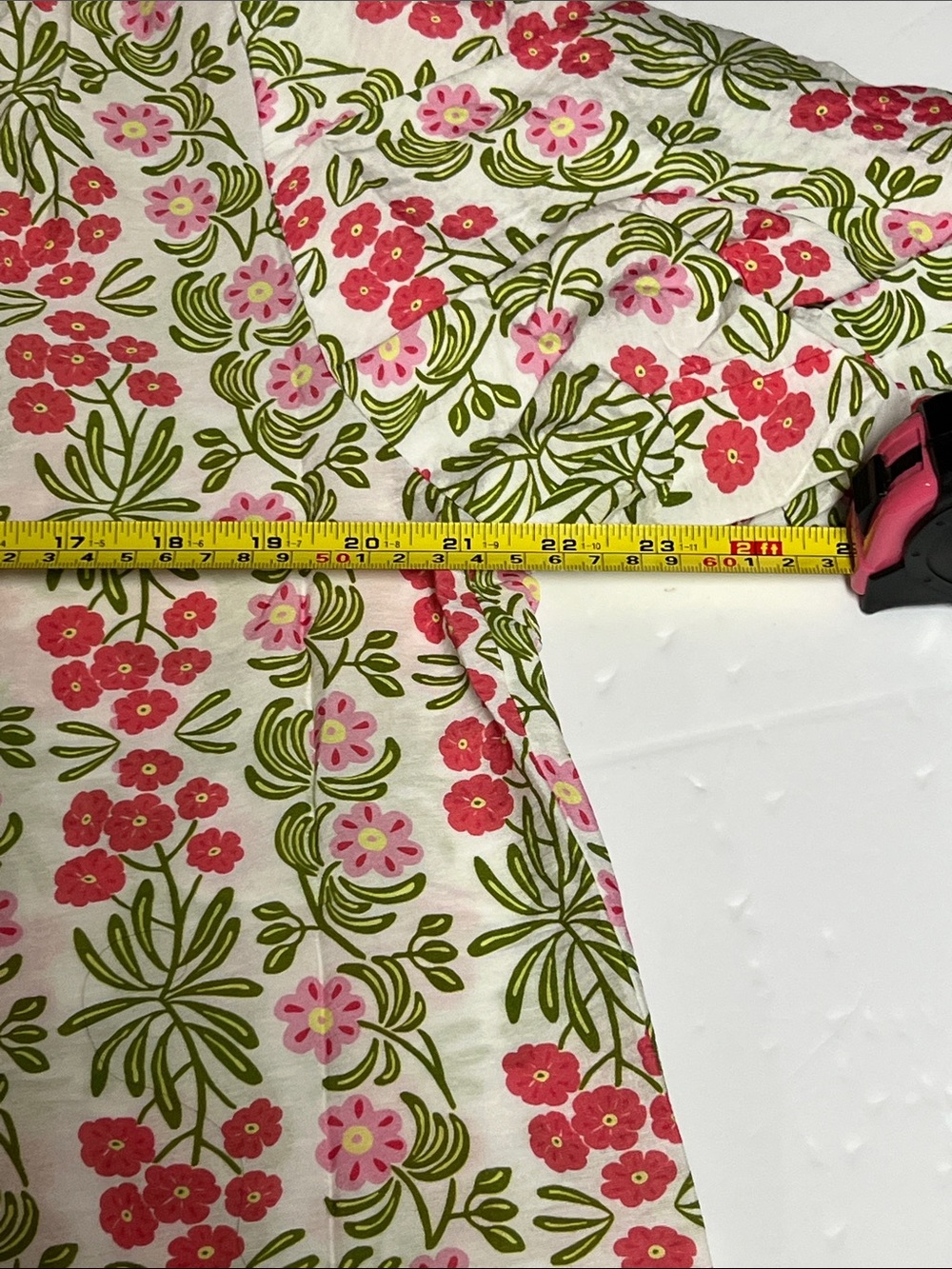 NWT GiGio USA Floral Pink & Green Top Blouse Shirt Large Pink Green Yellow - Picture 12 of 14